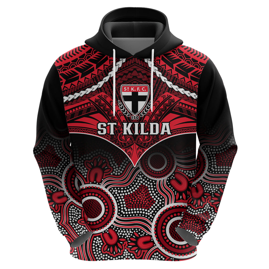 St Kilda Football Hoodie Saints Aboriginal Mix Polynesian Pattern LT14