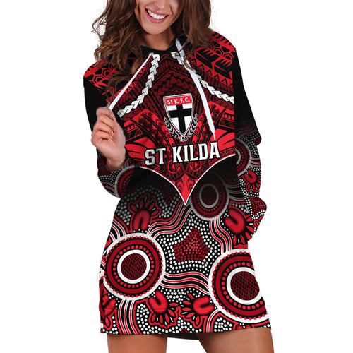 St Kilda Football Hoodie Dress Saints Aboriginal Mix Polynesian Pattern LT14