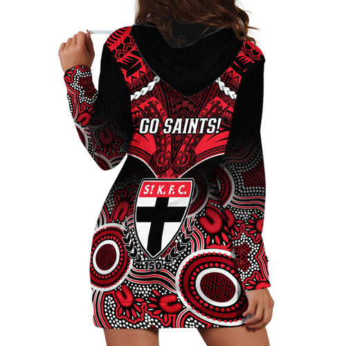 St Kilda Football Hoodie Dress Saints Aboriginal Mix Polynesian Pattern LT14