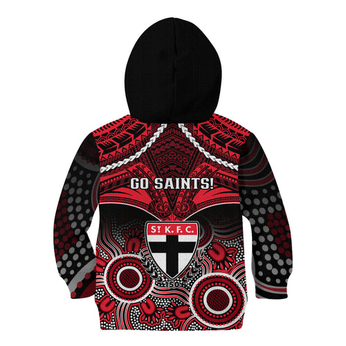 St Kilda Football Kid Hoodie Saints Aboriginal Mix Polynesian Pattern LT14