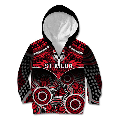 St Kilda Football Kid Hoodie Saints Aboriginal Mix Polynesian Pattern LT14