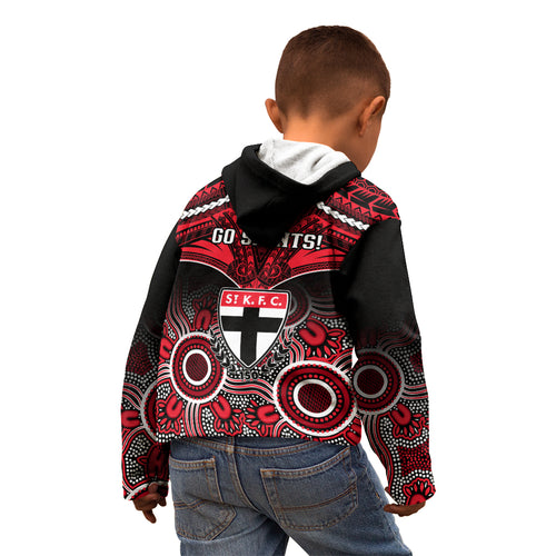 St Kilda Football Kid Hoodie Saints Aboriginal Mix Polynesian Pattern LT14
