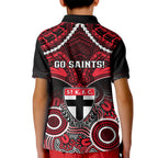 St Kilda Football Kid Polo Shirt Saints Aboriginal Mix Polynesian Pattern LT14