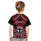 St Kilda Football Kid T Shirt Saints Aboriginal Mix Polynesian Pattern LT14