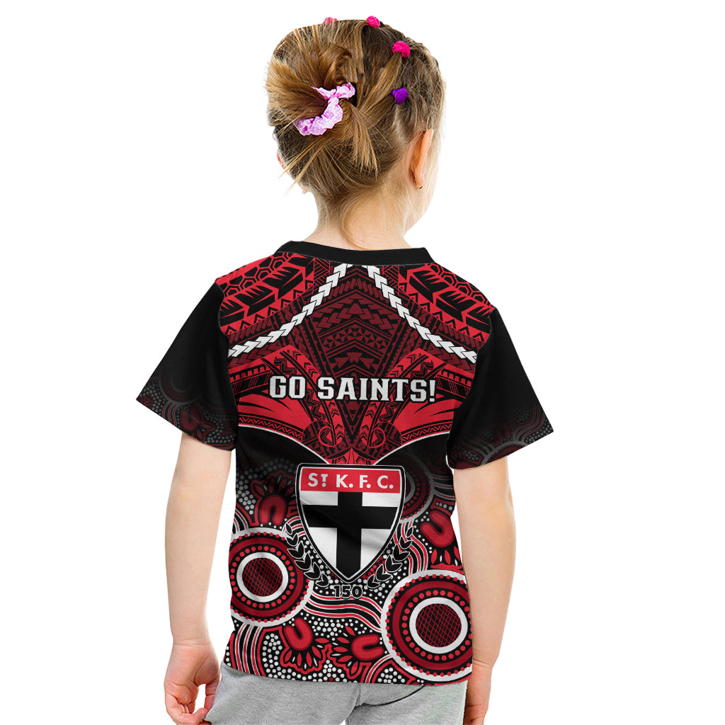 St Kilda Football Kid T Shirt Saints Aboriginal Mix Polynesian Pattern LT14