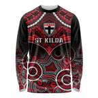 St Kilda Football Long Sleeve Shirt Saints Aboriginal Mix Polynesian Pattern LT14