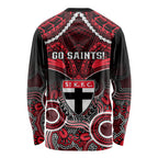 St Kilda Football Long Sleeve Shirt Saints Aboriginal Mix Polynesian Pattern LT14
