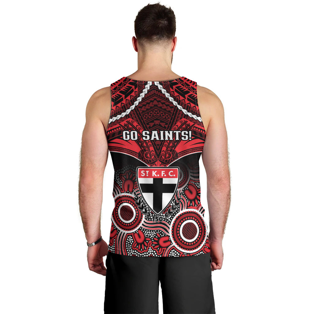 St Kilda Football Men Tank Top Saints Aboriginal Mix Polynesian Pattern LT14