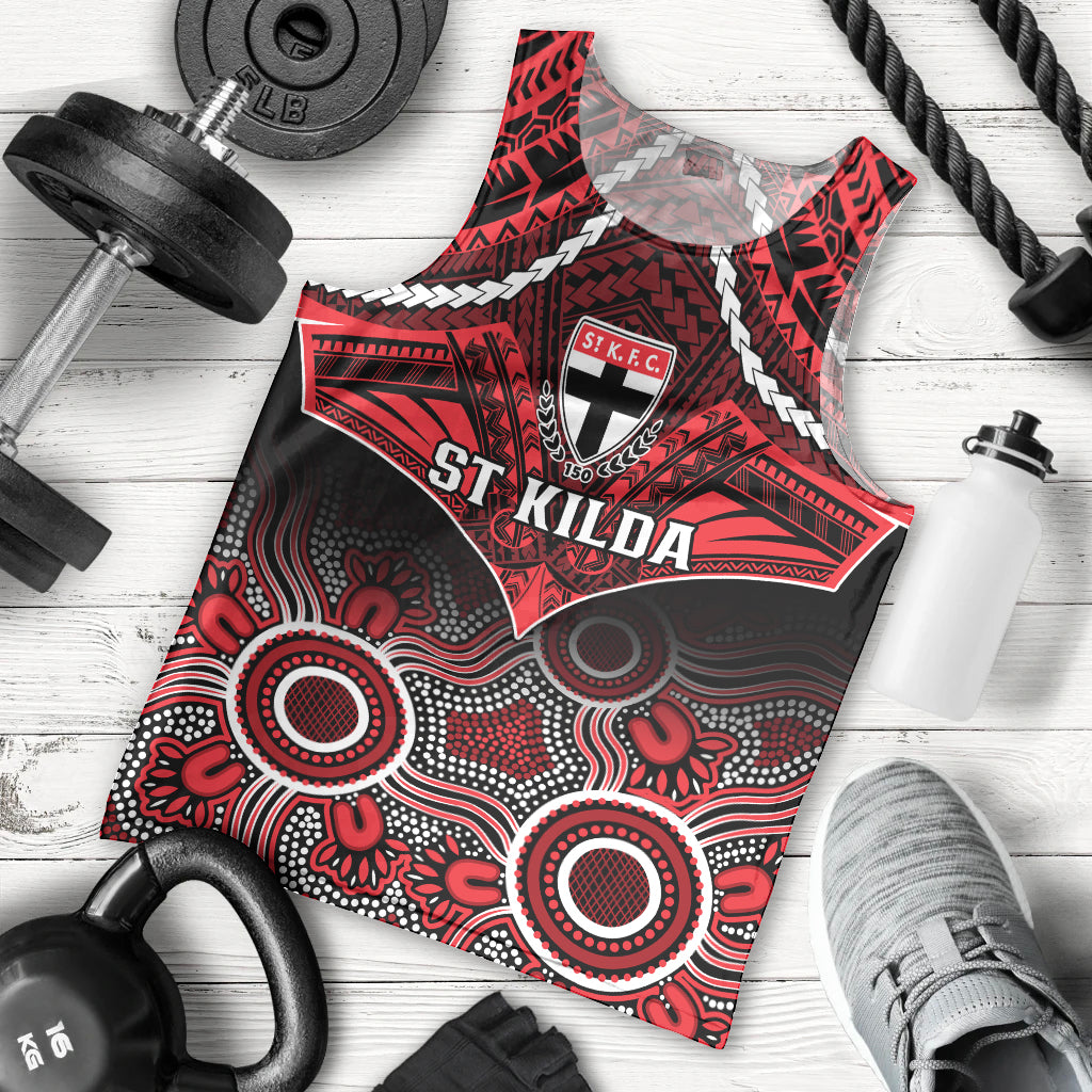 St Kilda Football Men Tank Top Saints Aboriginal Mix Polynesian Pattern LT14