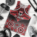 St Kilda Football Men Tank Top Saints Aboriginal Mix Polynesian Pattern LT14