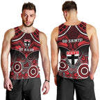 St Kilda Football Men Tank Top Saints Aboriginal Mix Polynesian Pattern LT14