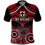 St Kilda Football Polo Shirt Saints Aboriginal Mix Polynesian Pattern LT14