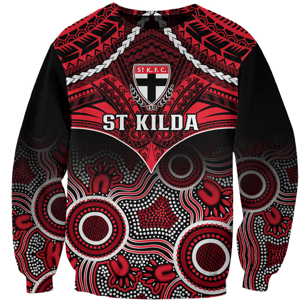 St Kilda Football Sweatshirt Saints Aboriginal Mix Polynesian Pattern LT14