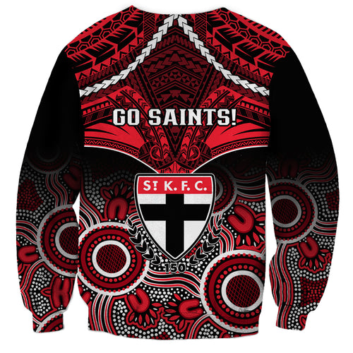 St Kilda Football Sweatshirt Saints Aboriginal Mix Polynesian Pattern LT14