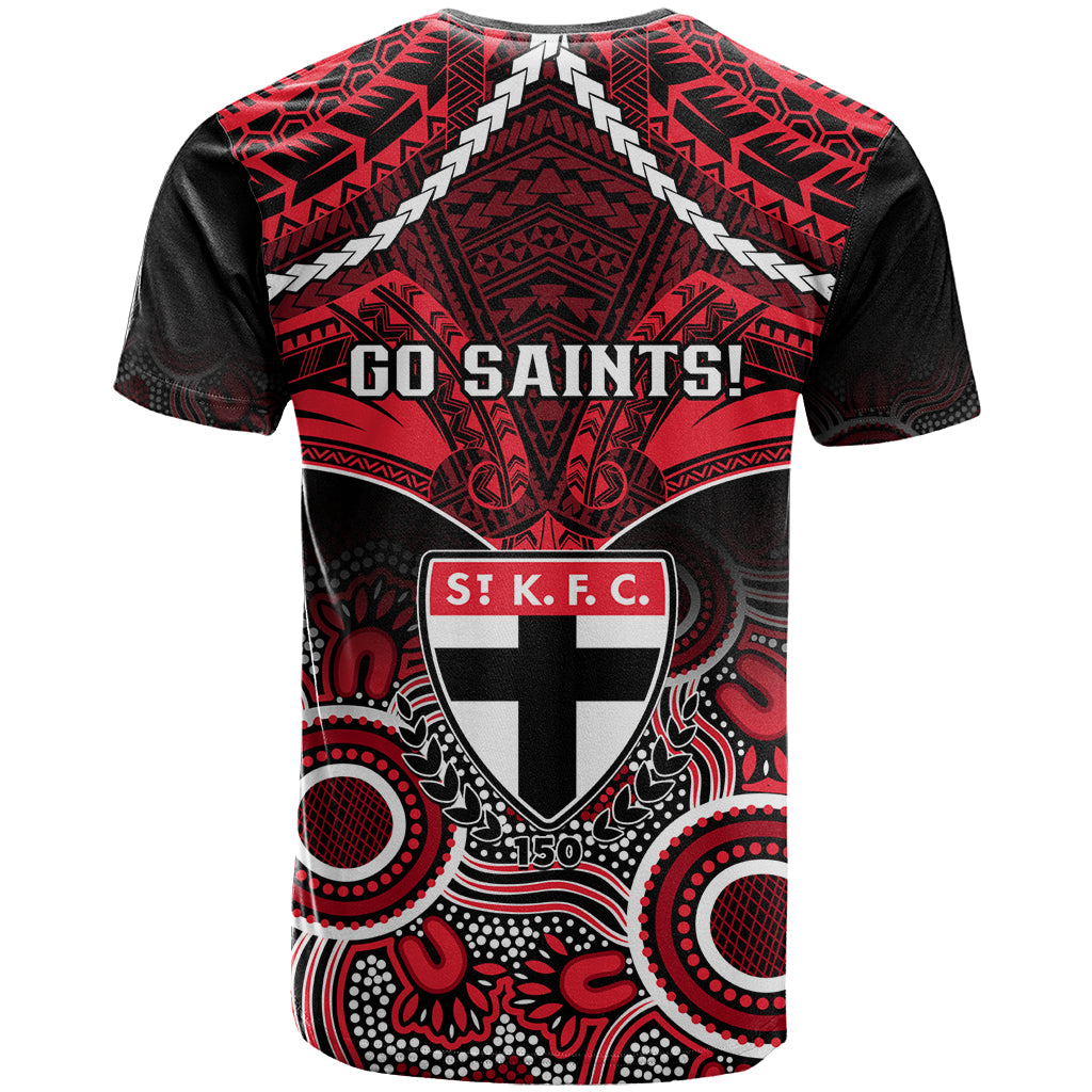 St Kilda Football T Shirt Saints Aboriginal Mix Polynesian Pattern LT14