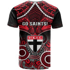 St Kilda Football T Shirt Saints Aboriginal Mix Polynesian Pattern LT14