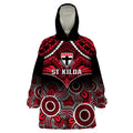 St Kilda Football Wearable Blanket Hoodie Saints Aboriginal Mix Polynesian Pattern LT14