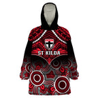 St Kilda Football Wearable Blanket Hoodie Saints Aboriginal Mix Polynesian Pattern LT14