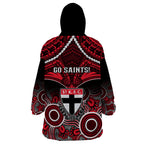 St Kilda Football Wearable Blanket Hoodie Saints Aboriginal Mix Polynesian Pattern LT14