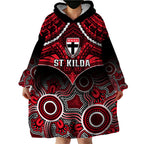 St Kilda Football Wearable Blanket Hoodie Saints Aboriginal Mix Polynesian Pattern LT14