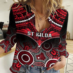 St Kilda Football Women Casual Shirt Saints Aboriginal Mix Polynesian Pattern LT14