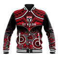 Personalised St Kilda Football Baseball Jacket Saints Aboriginal Mix Polynesian Pattern LT14