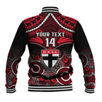 Personalised St Kilda Football Baseball Jacket Saints Aboriginal Mix Polynesian Pattern LT14