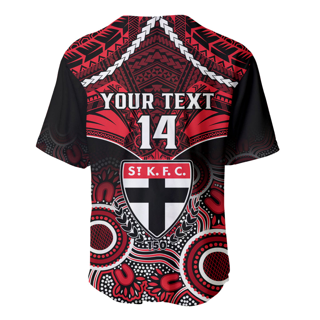Personalised St Kilda Football Baseball Jersey Saints Aboriginal Mix Polynesian Pattern LT14