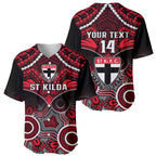Personalised St Kilda Football Baseball Jersey Saints Aboriginal Mix Polynesian Pattern LT14