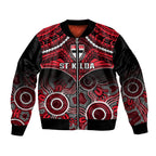 Personalised St Kilda Football Bomber Jacket Saints Aboriginal Mix Polynesian Pattern LT14