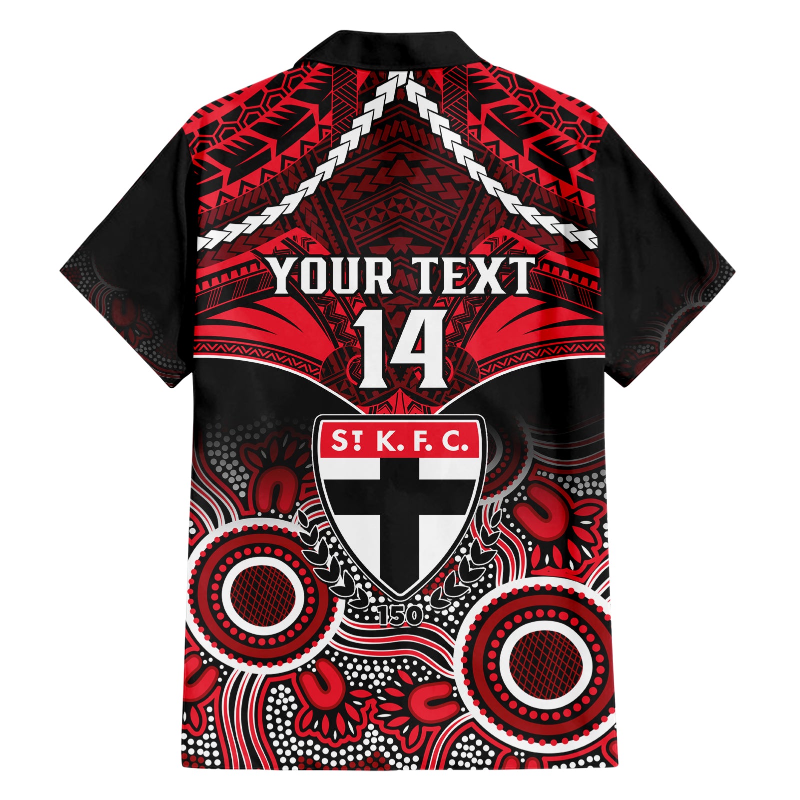 Personalised St Kilda Football Hawaiian Shirt Saints Aboriginal Mix Polynesian Pattern LT14