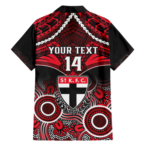 Personalised St Kilda Football Hawaiian Shirt Saints Aboriginal Mix Polynesian Pattern LT14