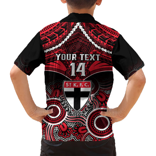 Personalised St Kilda Football Hawaiian Shirt Saints Aboriginal Mix Polynesian Pattern LT14