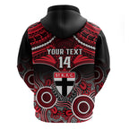 Personalised St Kilda Football Hoodie Saints Aboriginal Mix Polynesian Pattern LT14