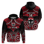 Personalised St Kilda Football Hoodie Saints Aboriginal Mix Polynesian Pattern LT14
