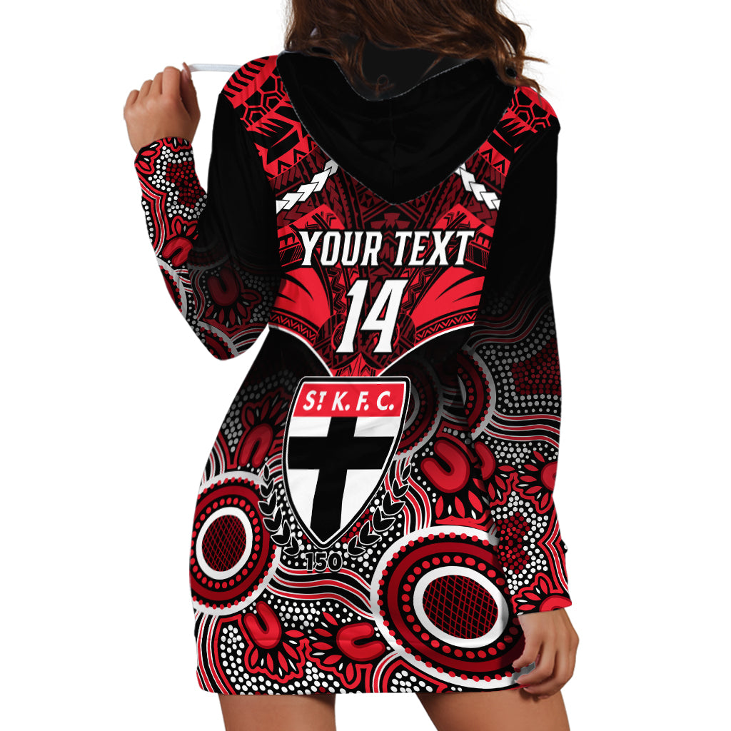 Personalised St Kilda Football Hoodie Dress Saints Aboriginal Mix Polynesian Pattern LT14