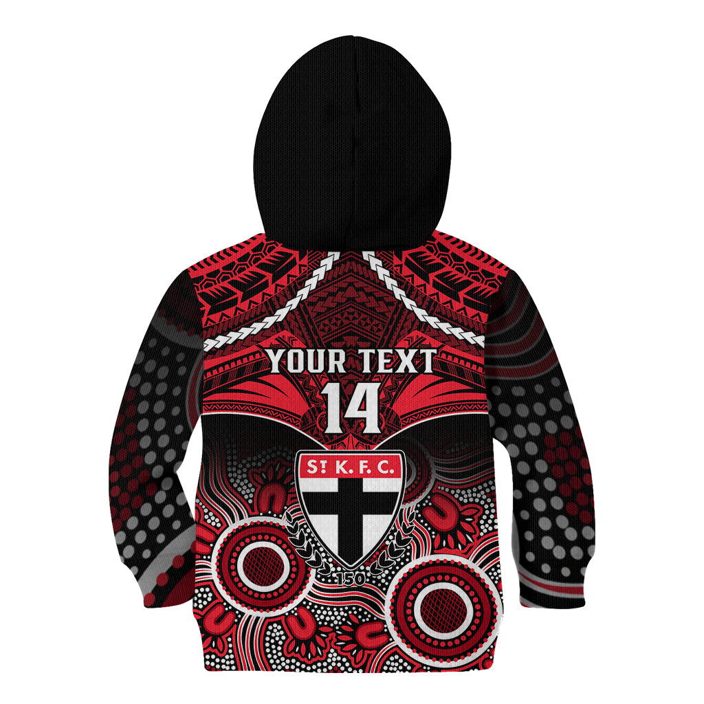 Personalised St Kilda Football Kid Hoodie Saints Aboriginal Mix Polynesian Pattern LT14