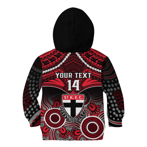 Personalised St Kilda Football Kid Hoodie Saints Aboriginal Mix Polynesian Pattern LT14