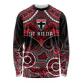 Personalised St Kilda Football Long Sleeve Shirt Saints Aboriginal Mix Polynesian Pattern LT14