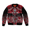 Personalised St Kilda Football Sleeve Zip Bomber Jacket Saints Aboriginal Mix Polynesian Pattern LT14