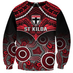 Personalised St Kilda Football Sweatshirt Saints Aboriginal Mix Polynesian Pattern LT14