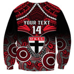 Personalised St Kilda Football Sweatshirt Saints Aboriginal Mix Polynesian Pattern LT14