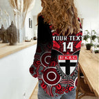 Personalised St Kilda Football Women Casual Shirt Saints Aboriginal Mix Polynesian Pattern LT14