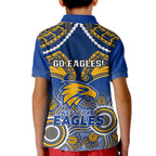 West Coast Football Kid Polo Shirt Eagles Aboriginal Mix Polynesian Pattern LT14