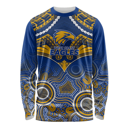 West Coast Football Long Sleeve Shirt Eagles Aboriginal Mix Polynesian Pattern LT14