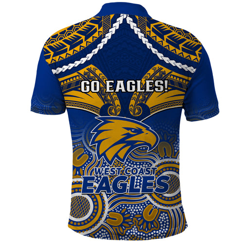West Coast Football Polo Shirt Eagles Aboriginal Mix Polynesian Pattern LT14