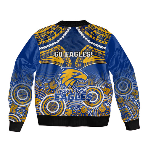 West Coast Football Sleeve Zip Bomber Jacket Eagles Aboriginal Mix Polynesian Pattern LT14