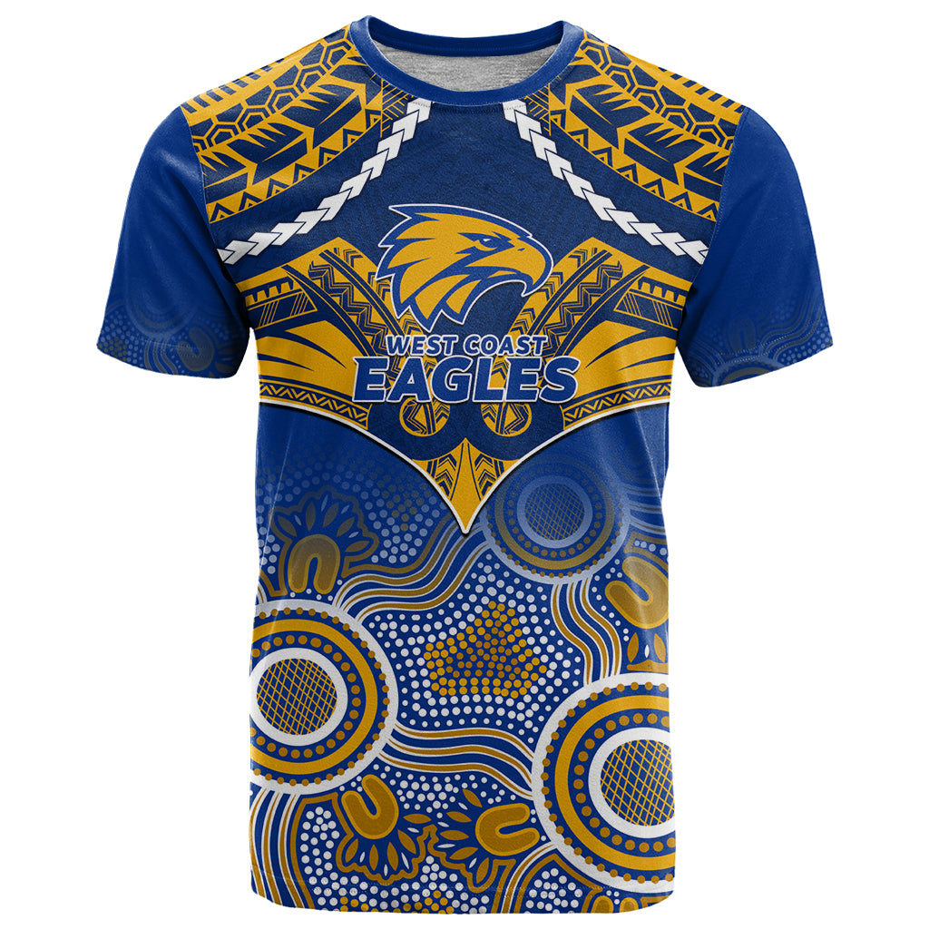 West Coast Football T Shirt Eagles Aboriginal Mix Polynesian Pattern LT14
