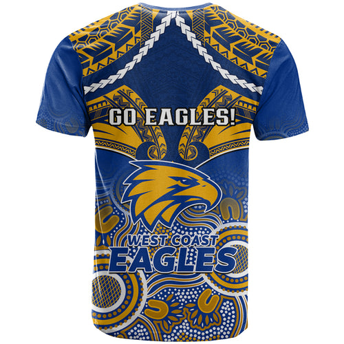 West Coast Football T Shirt Eagles Aboriginal Mix Polynesian Pattern LT14