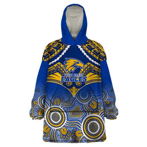 West Coast Football Wearable Blanket Hoodie Eagles Aboriginal Mix Polynesian Pattern LT14